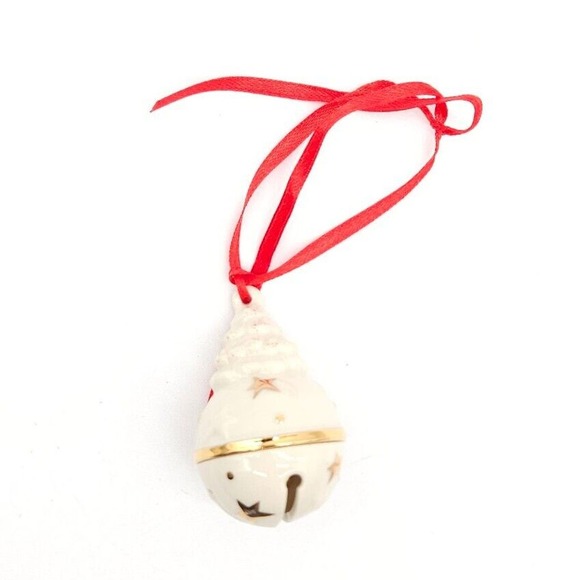 Lenox Just Jingles Tree Bell Christmas Holiday Small Ornament White Gold - Picture 4 of 6
